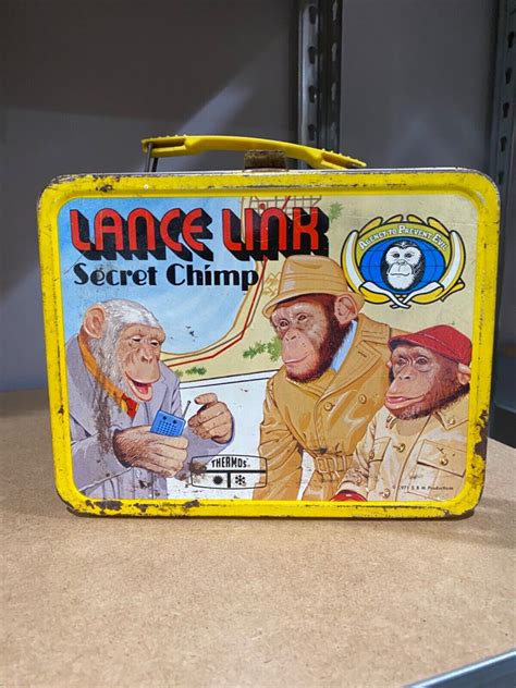 Vintage Lance Link Secret Chimp Metal Lunch Box And Thermos 